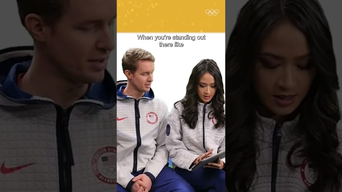 Madison Chock & Evan Bates reacts to their Beijing 2022 free dance