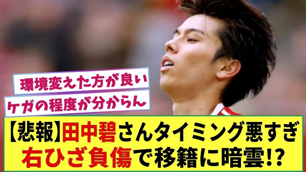 【悲報】デュッセルドルフ 田中碧さん 練習中に右ひざ負傷。。リーズ移籍に影響か!?