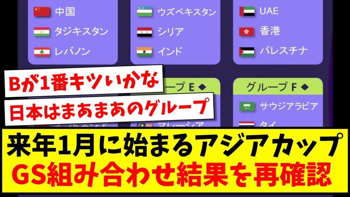 【リマインド】来年1月に始まるアジアカップ2023、グループステージ組み合わせ結果を再確認