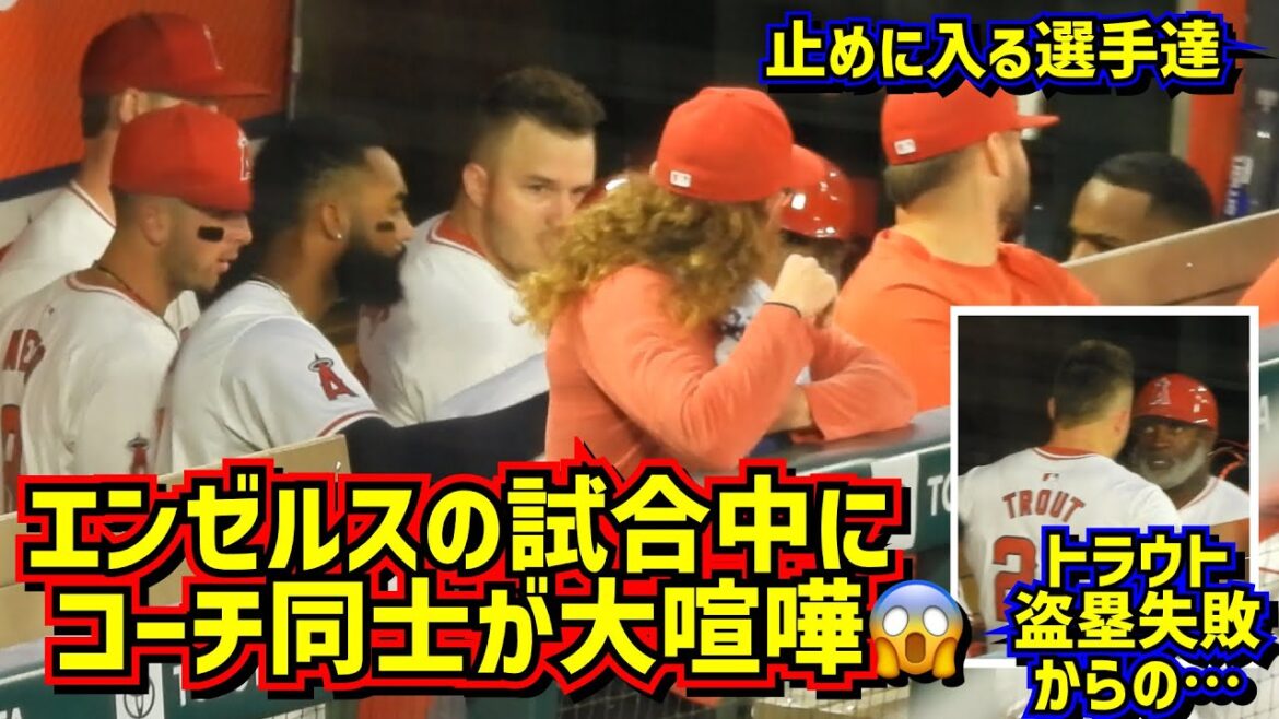 大事件‼️ダグアウトで大喧嘩😱トラウトの走塁巡りコーチ同士の大バトル勃発!【現地映像】4/26エンゼルスvsツインズ
