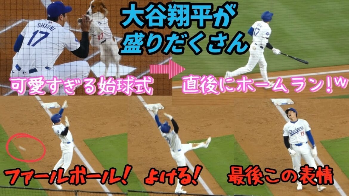 デコピン始球式直後に42号弾!盗塁も決めて大谷選手42-42達成!返球に当たったりファールボールに当たりそうになったり【大谷翔平盛りだくさんの回】