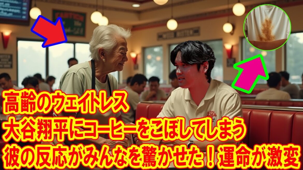 高齢のウェイトレスが大谷翔平にコーヒーをこぼしてしまう――彼の反応がみんなを驚かせた!