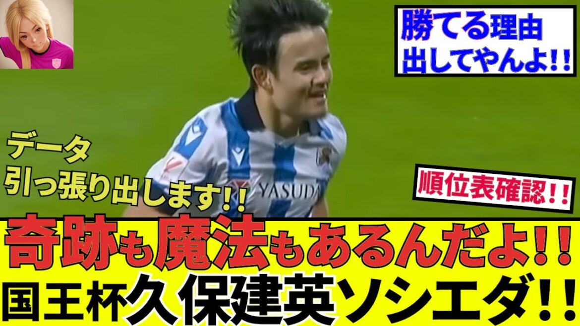 【久保建英 ソシエダ!!】正面出口はこちらです!!久保建英覚悟の勝負!!国王杯、レアル・マドリード戦!!データで勝てる理由をいざここに!!アンチェロッティ(笑)