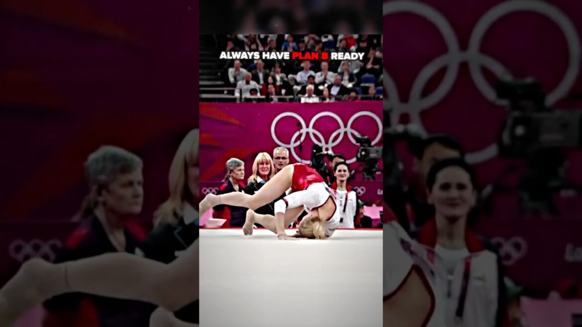 She fell in an Olympic final and had to think fast😳 #gymnastics #planb #sports #diva #tumbling
