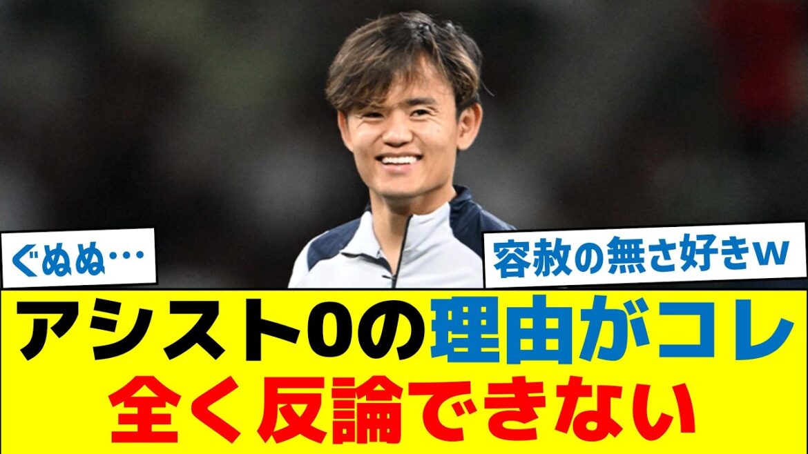 久保、アシスト0の理由がコレ!全く反論できない…