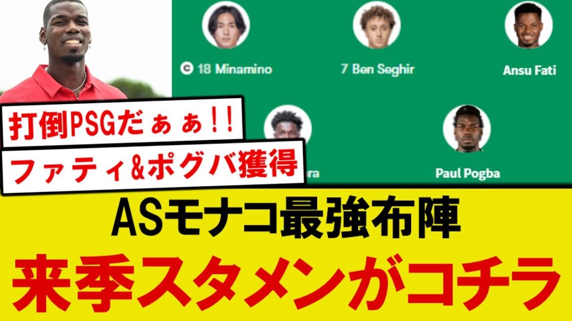 【朗報】南野所属のモナコ、来季メンバーが最強すぎると話題にwwwww