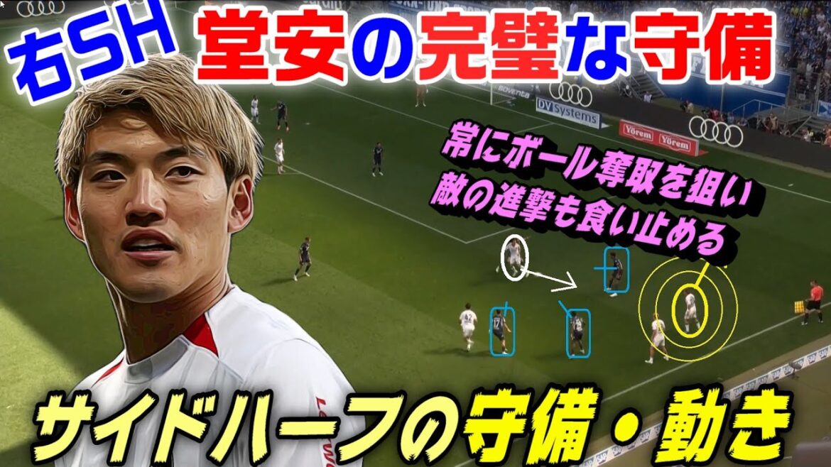 右SH堂安律の完璧な守備を見る!基本に忠実な上で奪いを狙う肉食系の守備。