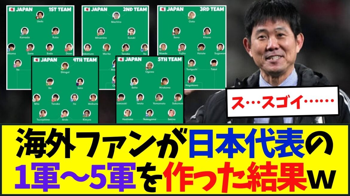 海外ファンが日本代表を1軍～5軍を作った結果