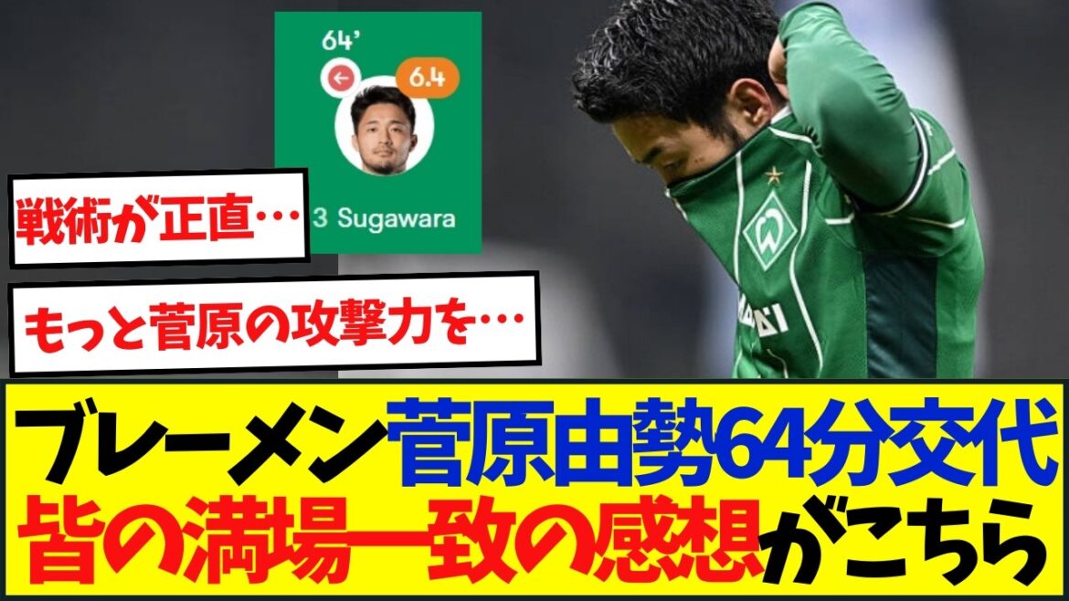 【速報】ブレーメン菅原由勢64分交代・・・みんなの満場一致の感想がこちら