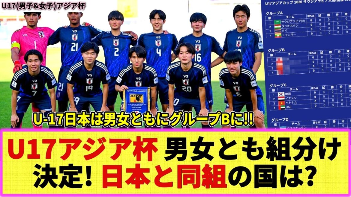 【U17アジア杯2026】男女共にグループ分けが決定!! 日本と同組の国はどこに!?