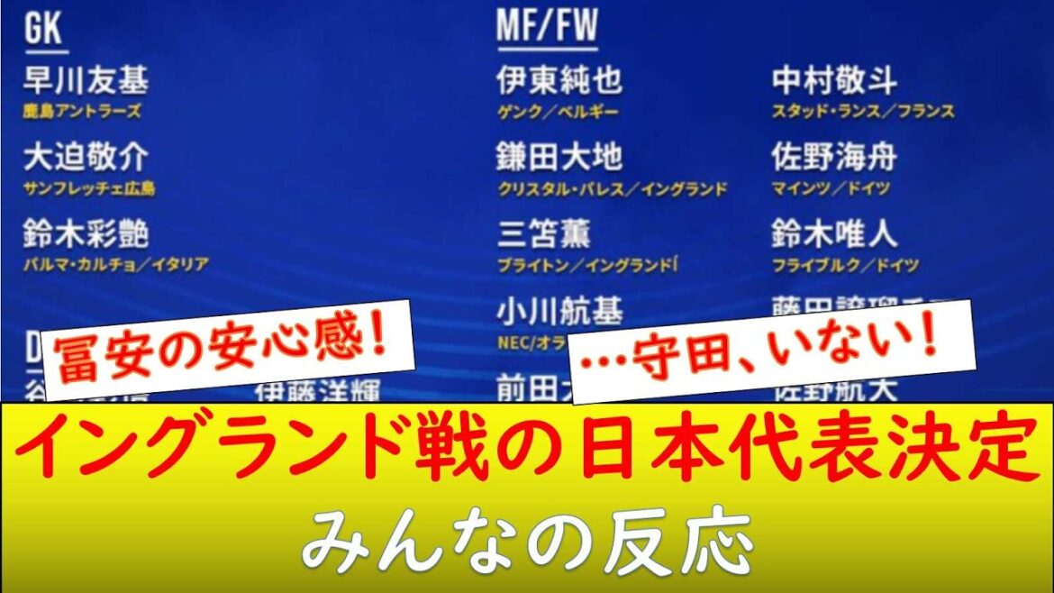 イングランド戦に挑む日本代表決定！
