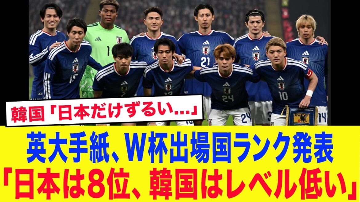 【サッカー日本代表】「日本は世界8位、韓国はレベルが低すぎる」英・超名門紙が発表したW杯最新格付けで森保ジャパンが大絶賛！韓国メディアは発狂...