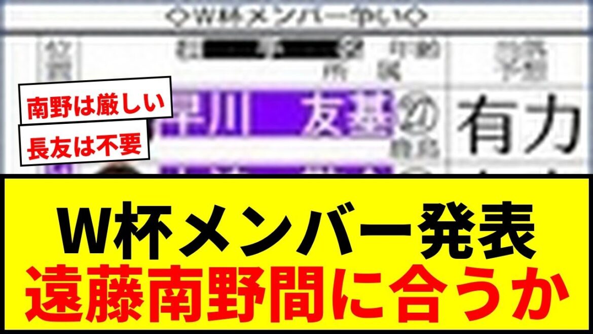 【速報】W杯日本代表メンバー5/15発表!遠藤、南野は間に合うか?森保監督の決断に注目 【速報】W杯日本代表メンバー5/15発表!遠藤、南野は間に合うか?森保監督の決断に注目