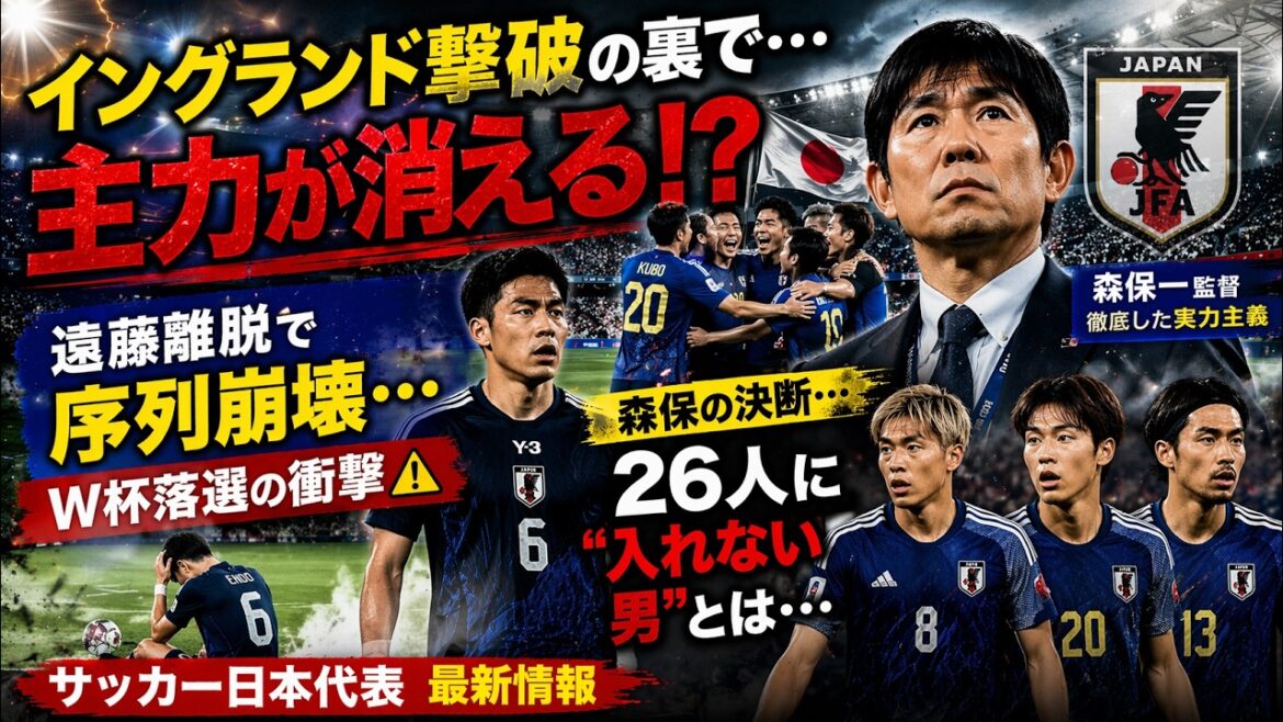 【サッカー日本代表】イングランド撃破で浮き彫りになった新時代の日本代表!主力選手がW杯同時落選の可能性も?守田英正の序列変動や遠藤航の手術の影響から見る、森保一監督の徹底した実力主義と最終26人の行方 【サッカー日本代表】イングランド撃破で浮き彫りになった新時代の日本代表!主力選手がW杯同時落選の可能性も?守田英正の序列変動や遠藤航の手術の影響から見る、森保一監督の徹底した実力主義と最終26人の行方