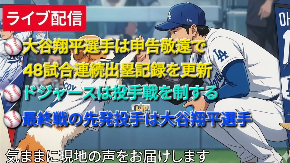 【ライブ配信】大谷翔平は申告敬遠で48試合連続出塁記録を更新⚾️ドジャースは投手戦を制する⚾️山本由伸投手は好投・勝敗つかず⚾️最終戦の先発投手は大谷翔平選手⚾️気ままに現地の声をお届けします⚾️