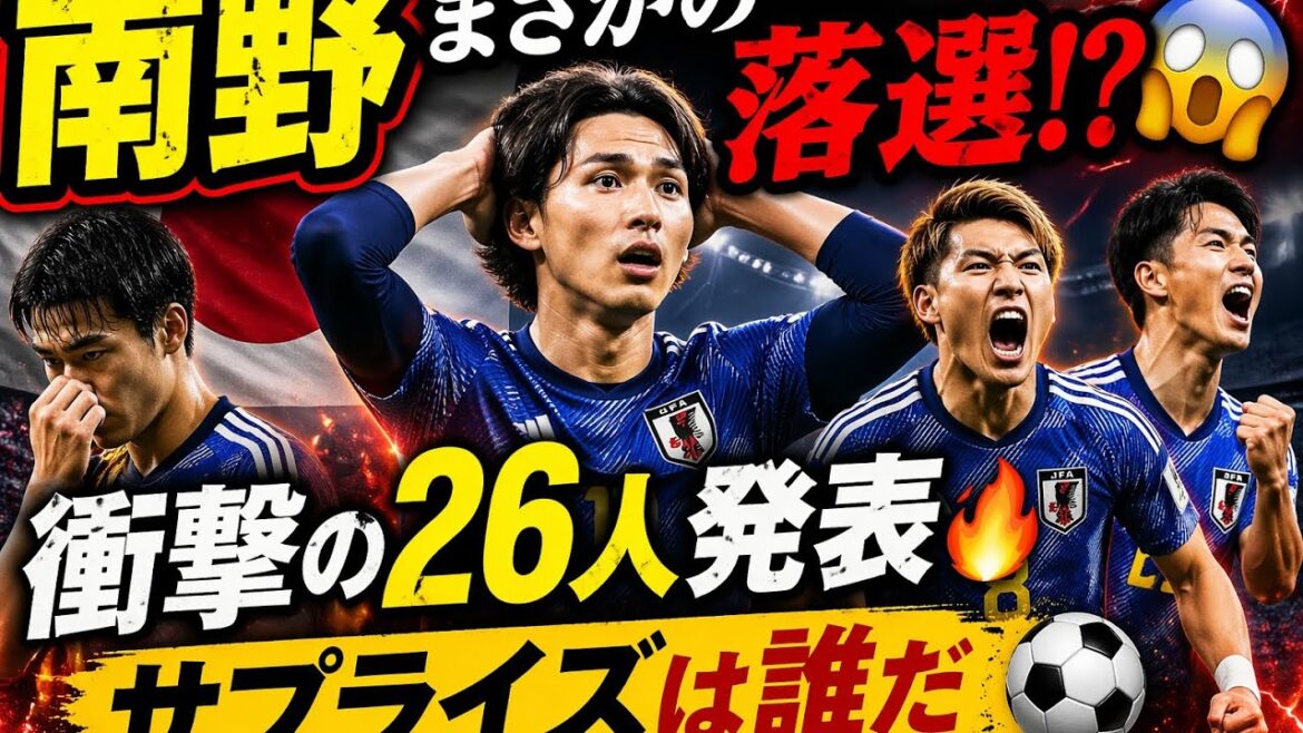 🔥南野落選か!? 日本代表W杯26人予想が衝撃すぎる…サプライズ枠は誰だ！😱⚽ // 🚨衝撃速報！南野不在の可能性…森保ジャパンの決断にファン騒然😱