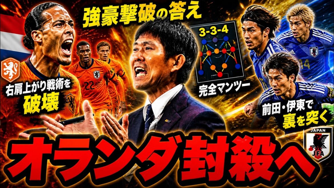 【サッカー日本代表】オランダ代表攻略の答え｜3-3-4戦術で完全封殺できる理由【ゆっくり解説サッカー】
