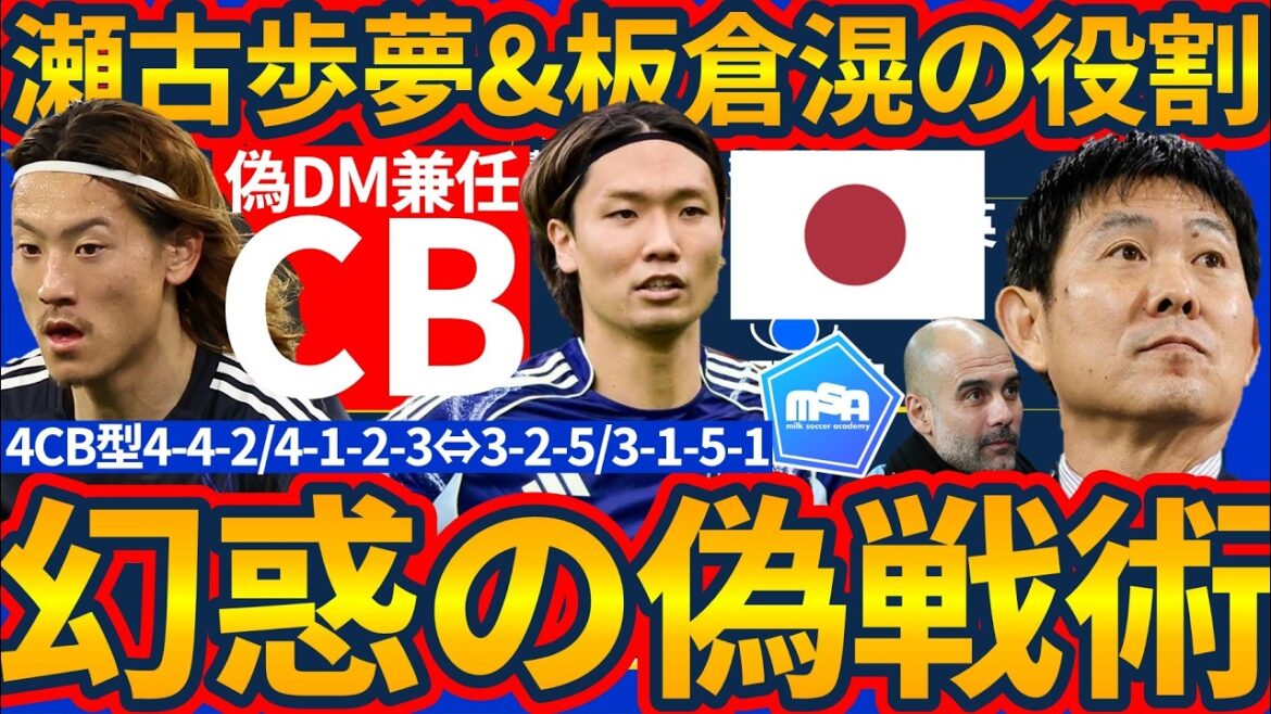 【第二次森保ジャパンで可能性秘める偽DM/4CB説】高さ対策&ネガトラからの配球戦術に必要なCB兼任MFの瀬古歩夢&板倉滉の役割
