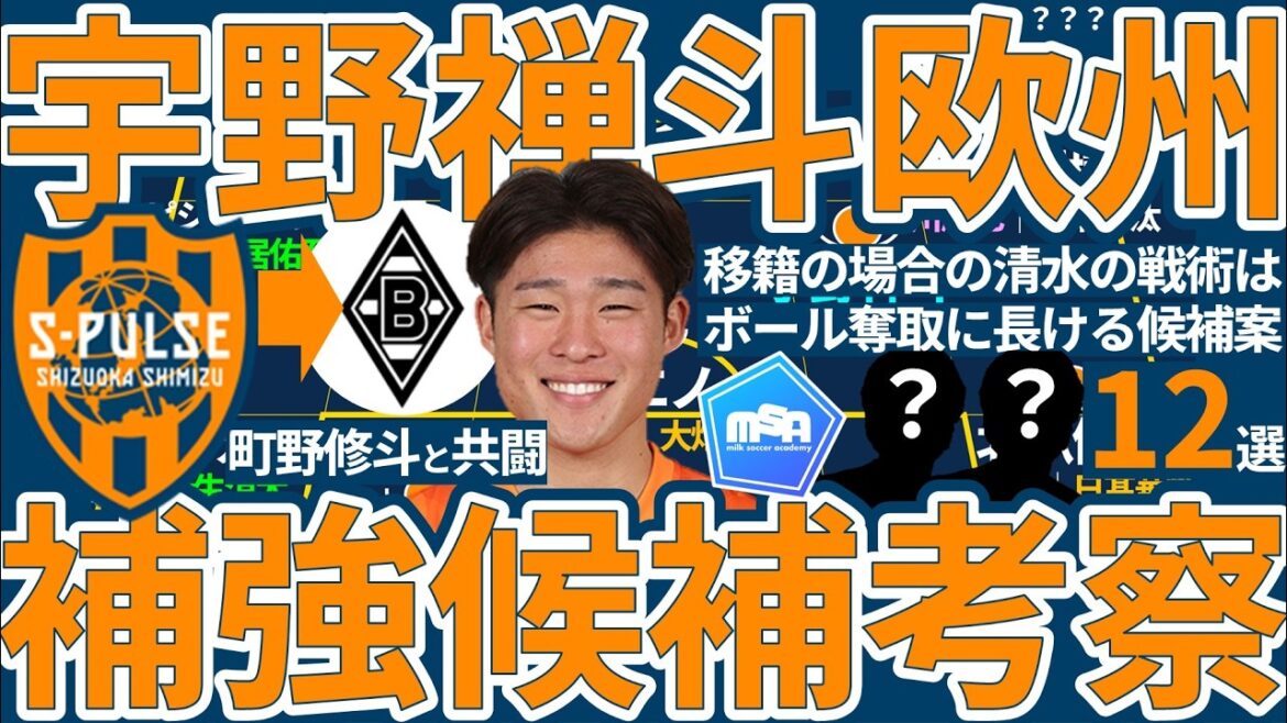 【清水MF宇野禅斗がボルシアMGへ!?】移籍理由考察&仮に欧州移籍の場合に清水エスパルスが国内or欧州から補強に動くべき候補12選!!
