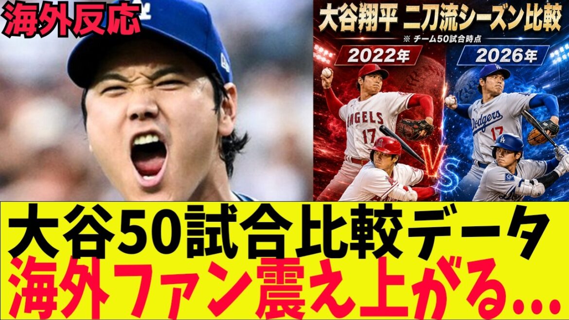 【海外の反応】大谷翔平50試合到達!2026年と2022年との比較データがやば過ぎて海外ファン震え上がるw