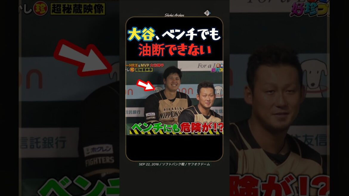 大谷翔平、ベンチでも油断できない…中島卓也の打球がまた大谷へ