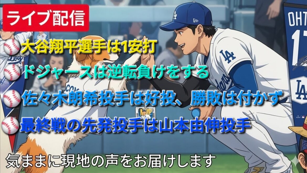 【ライブ配信】大谷翔平選手は1安打⚾️ドジャースは逆転負け⚾️佐々木朗希投手は好投、勝敗は付かず⚾️最終戦の先発投手は山本由伸投手⚾️気ままに現地の声をお届けします⚾️