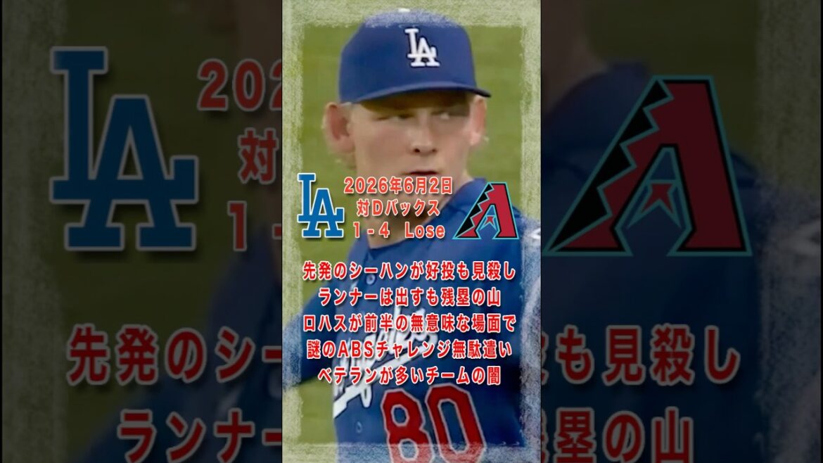【大谷翔平は3安打スタートの6月】シーハンが好投も見ごろしの残塁の山 ロハスが謎のABSチャレンジ無駄使い 2026年6月2日 #大谷翔平 #ドジャース #shorts