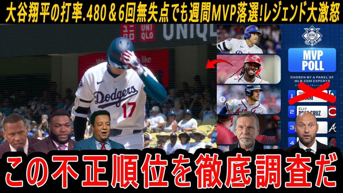 【大谷翔平】の打率.480&6回無失点でも週間MVP落選!レジェンド大激怒「この不正順位を徹底調査だ」