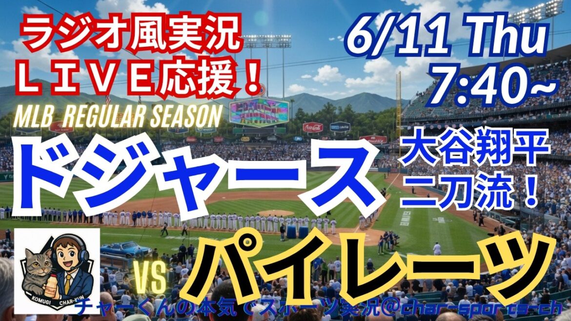 【大谷二刀流!同時視聴ライブ応援】MLBドジャースVSパイレーツをラジオ風に実況ライブ応援! #大谷ホームラン #大谷翔平 #ドジャース #MLBLIVE #MLBライブ #野球 #mlb #二刀流