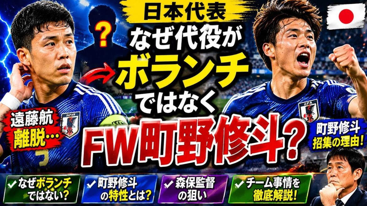 😲なぜボランチじゃない?森保監督が町野修斗を選んだ真相 😲なぜボランチじゃない?森保監督が町野修斗を選んだ真相