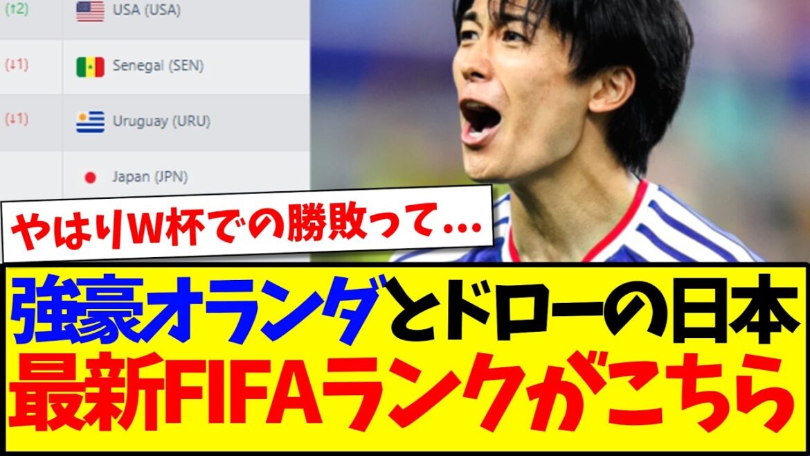 【速報】強豪オランダとドローの日本代表、最新のFIFAランキングがこちらになります!!! 【速報】強豪オランダとドローの日本代表、最新のFIFAランキングがこちらになります!!!
