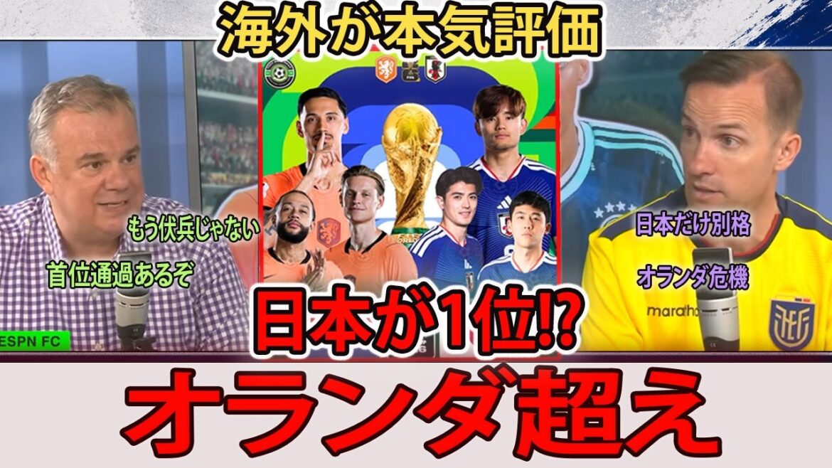 【日本代表】「日本が1位、オランダが2位だ」海外解説者が本気で語った森保ジャパン“首位通過”の現実味 【日本語字幕】 【日本代表】「日本が1位、オランダが2位だ」海外解説者が本気で語った森保ジャパン“首位通過”の現実味 【日本語字幕】