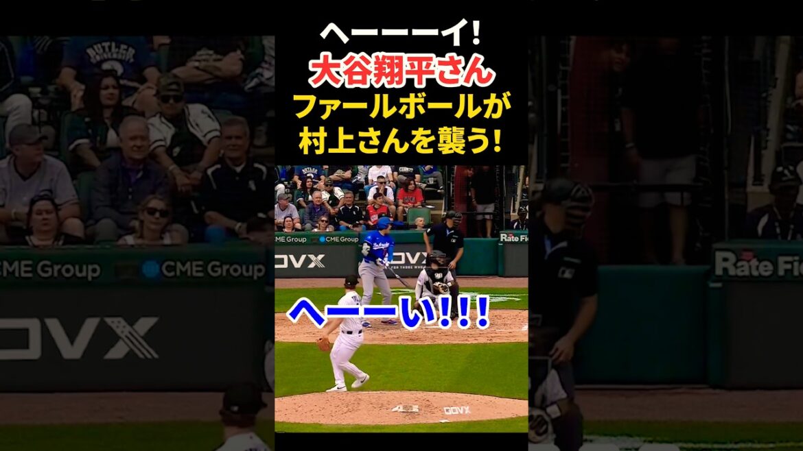 大谷翔平さんのファールが村上さんを襲うぅぅ‼️😂 #大谷翔平 #mlb #shorts #dodgers #ドジャース #野球 #ohtani #baseball #村上宗隆