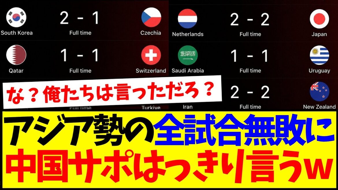 【中国の反応】W杯アジア勢の6試合無敗記録に、どうしても言いたいことがある中国サッカーファンの本音がこちらですwww 【中国の反応】W杯アジア勢の6試合無敗記録に、どうしても言いたいことがある中国サッカーファンの本音がこちらですwww