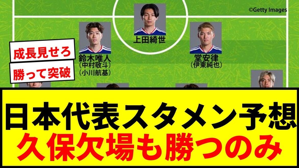 【速報】日本代表、チュニジア戦の予想スタメン発表!久保建英欠場も「押し込む展開」想定で鈴木唯人&板倉滉抜擢か 【速報】日本代表、チュニジア戦の予想スタメン発表!久保建英欠場も「押し込む展開」想定で鈴木唯人&板倉滉抜擢か