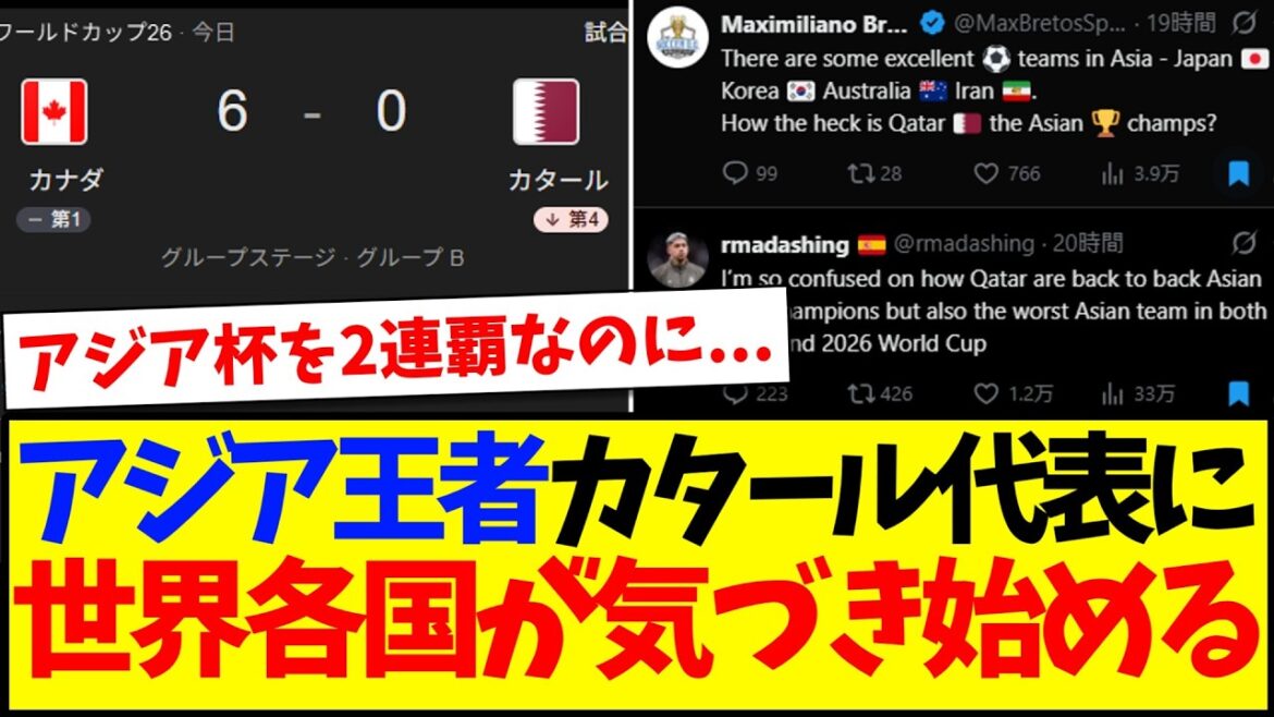 【海外の反応】アジア王者カタール代表に疑問…気づき始める世界各国サッカーファン反応がこちらですwww 【海外の反応】アジア王者カタール代表に疑問...気づき始める世界各国サッカーファン反応がこちらですwww