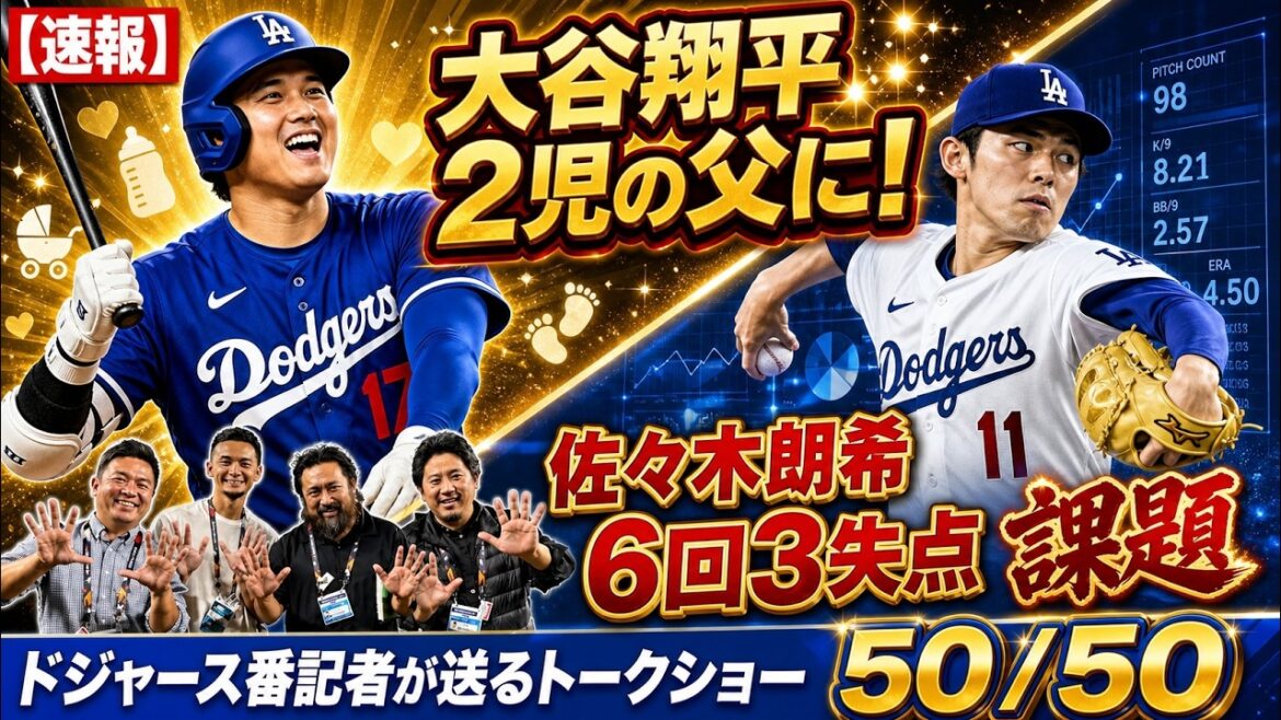 【現地速報】大谷翔平が2児の父に!佐々木朗希 6回途中3失点で見えた課題とは!?【ドジャース番記者の50/50】