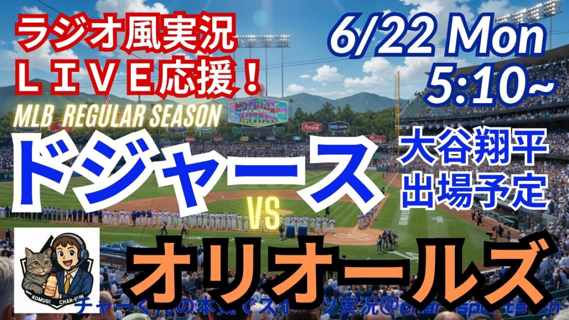 【大谷出場!同時視聴ライブ応援】MLBドジャースVSオリオールズをラジオ風に実況ライブ応援 #大谷翔平 #ドジャース #MLBLIVE #MLBライブ #野球 #mlb #大谷ホームラン #山本由伸