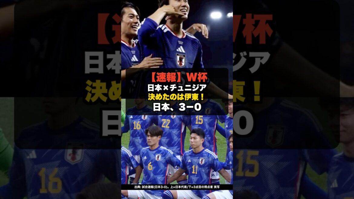 【速報】W杯 日本対チュニジア、3ー0 伊東が決めた! #shorts #ワールドカップ #W杯2026 #サッカー日本代表 【速報】W杯 日本対チュニジア、3ー0 伊東が決めた! #shorts #ワールドカップ #W杯2026 #サッカー日本代表