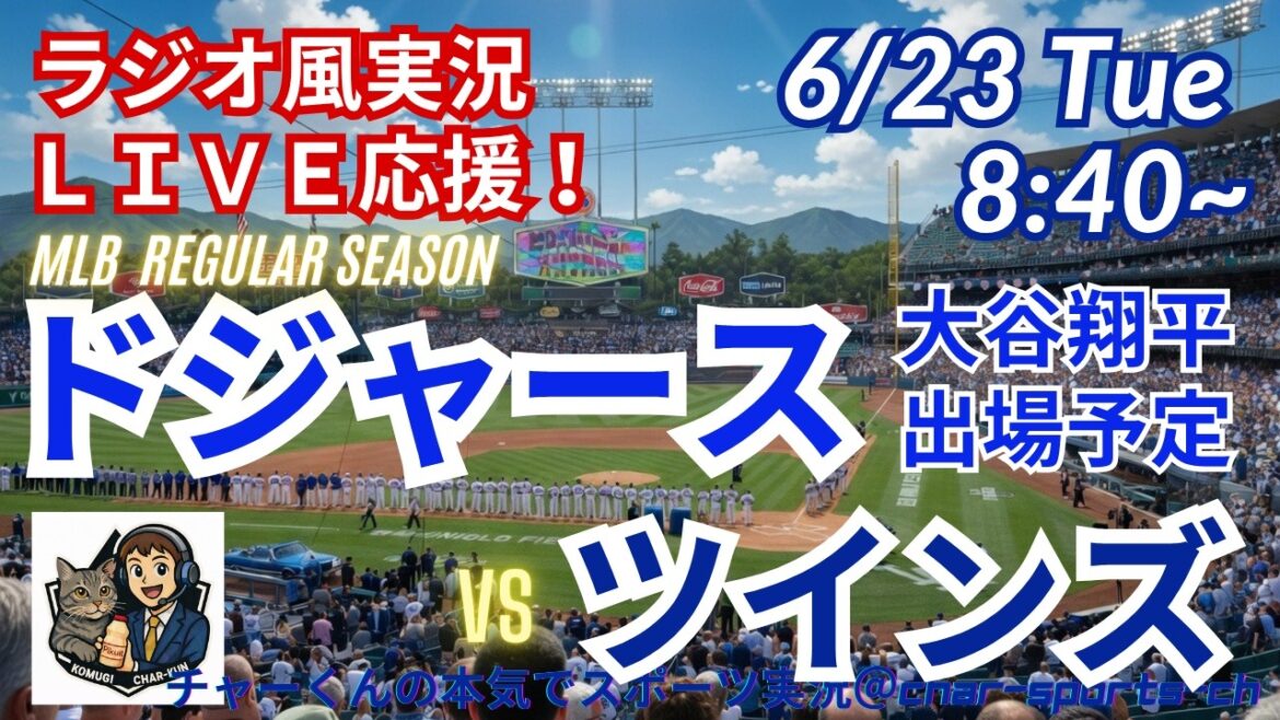 【大谷出場!同時視聴ライブ応援】MLBドジャースVSツインズをラジオ風に実況ライブ応援! #大谷翔平 #ドジャース #MLBLIVE #MLBライブ #野球 #mlb #大谷ホームラン #山本由伸