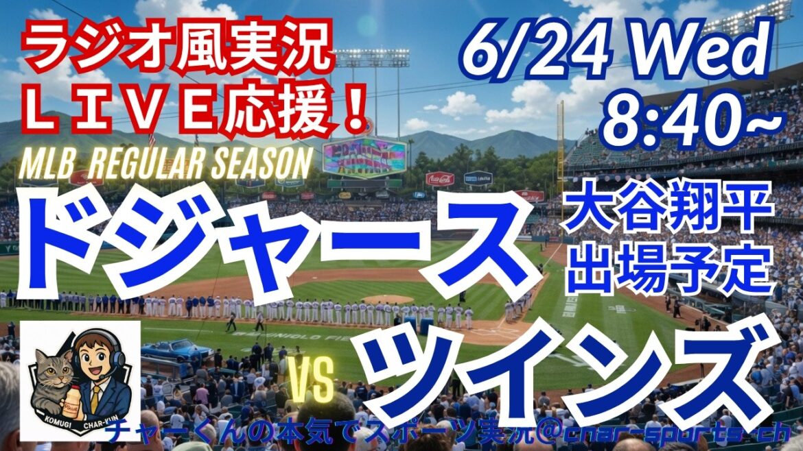 【大谷出場!同時視聴ライブ応援】MLBドジャースVSツインズをラジオ風に実況ライブ応援! #大谷翔平 #ドジャース #MLBLIVE #MLBライブ #野球 #mlb #大谷ホームラン #山本由伸