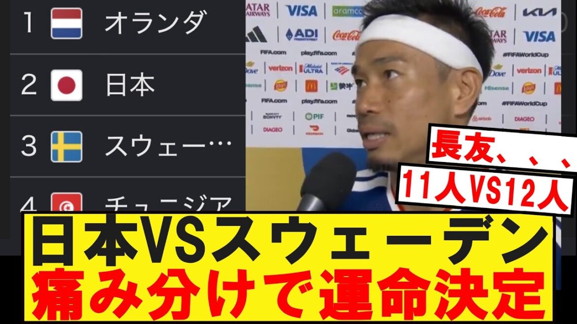 【W杯】日本VSスウェーデン痛み分けで運命決定