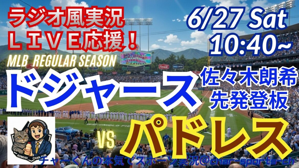 【大谷出場・佐々木先発!同時視聴ライブ応援】MLBドジャースVSパドレスをラジオ風に実況ライブ応援! #大谷翔平 #ドジャース #MLBLIVE #MLBライブ #野球 #mlb #大谷ホームラン