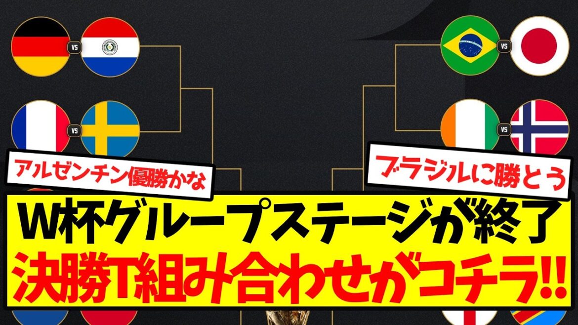 【超速報】W杯グループステージが終了、決勝T組み合わせがコチラ！！