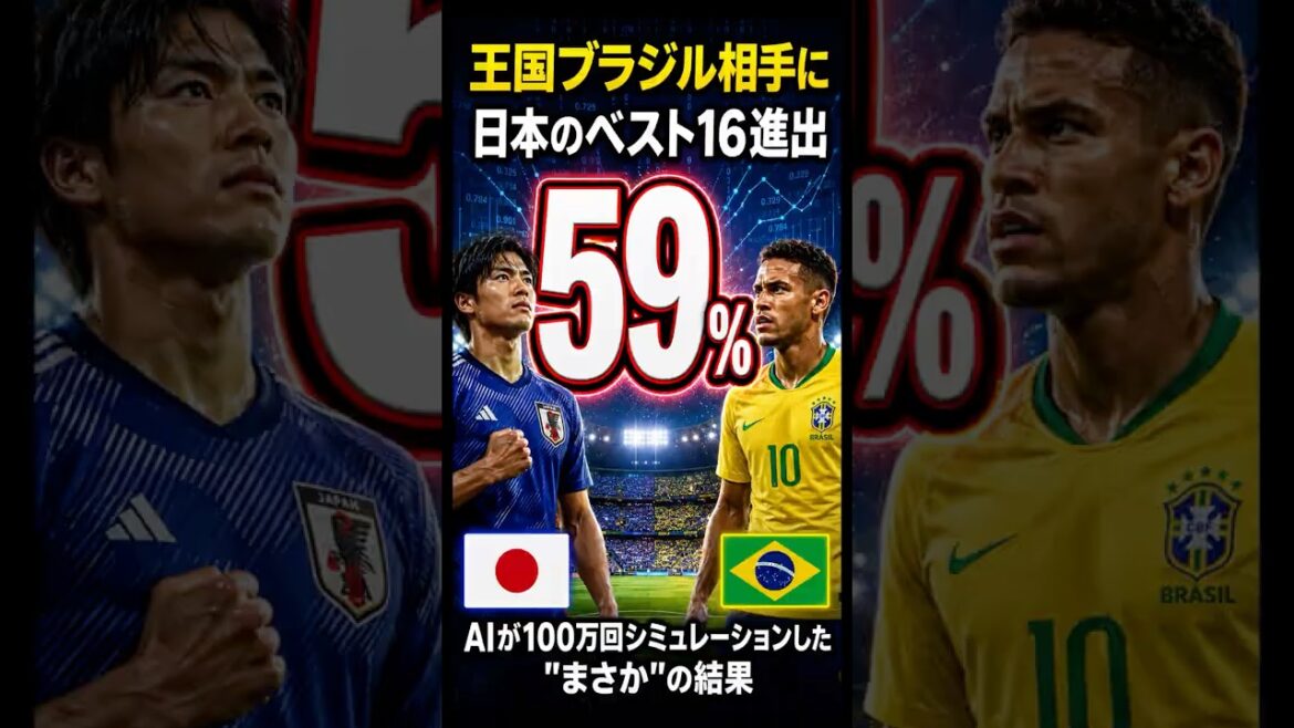 王国ブラジル相手に日本のベスト16進出59%？AI 100万回シミュレーション #ワールドカップ #ベスト32