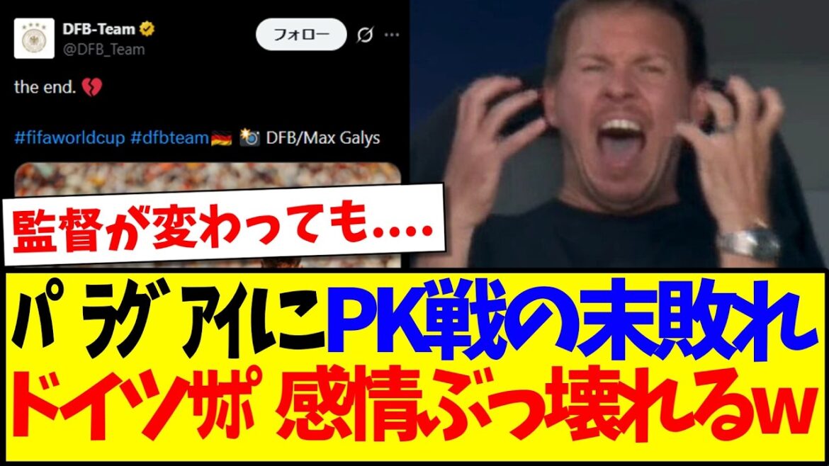 【ドイツの反応】パラグアイにPK戦の末に敗れ、感情がぶっ壊れるドイツサポーターの反応がこちらですwwww