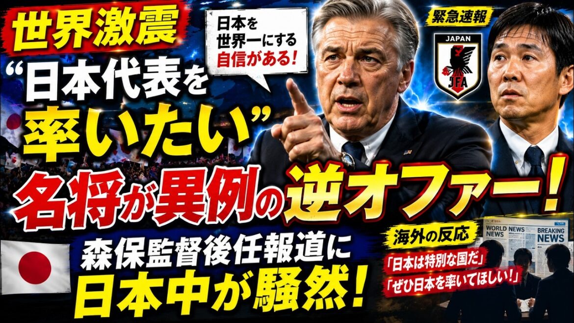 【世界激震】「日本代表を率いたい」名将が異例の逆オファー！森保監督後任報道に日本中が騒然！