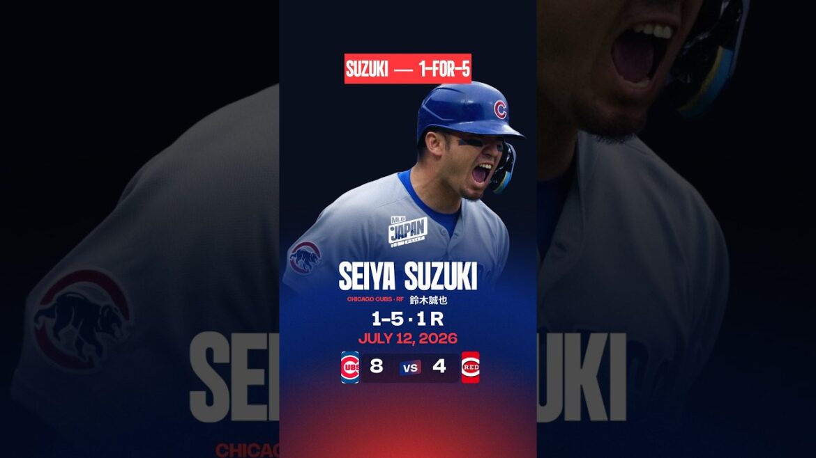 鈴木誠也 Seiya Suzuki 1-5, 1 R | July 12, 2026 | MLBハイライト