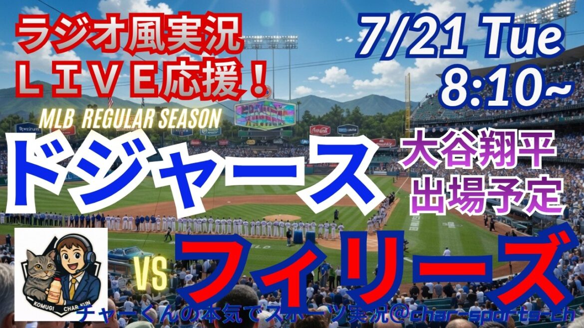 【大谷出場!同時視聴ライブ応援】ドジャースVSフィリーズをラジオ風に実況ライブ応援! #大谷翔平 #ドジャース #MLBLIVE #MLBライブ #野球 #mlb #大谷ホームラン #山本由伸