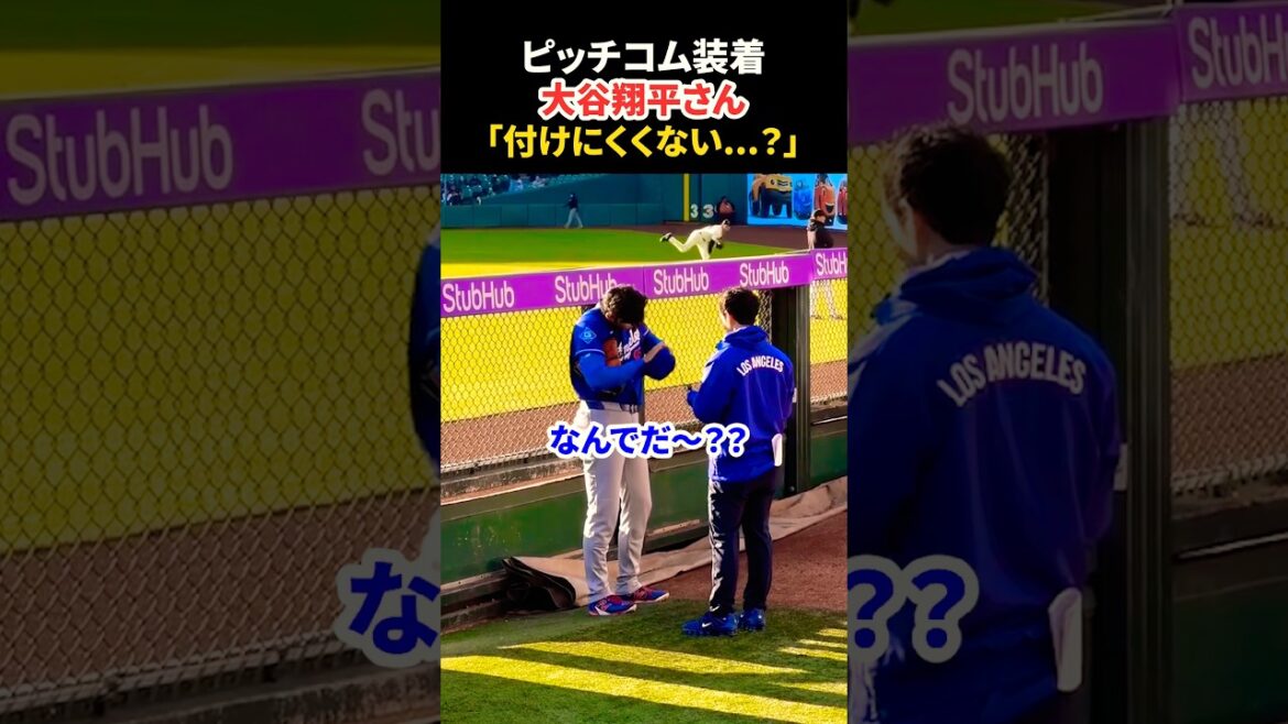 ピッチコム装着に手こずる大谷翔平さん🤭 #大谷翔平 #mlb #shorts #dodgers #ドジャース #野球 #ohtani #baseball #投手